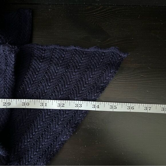 Anthropologie Guinevere Cardigan Sweater M Deep Blue Long Line Knit Open Front - Picture 14 of 14